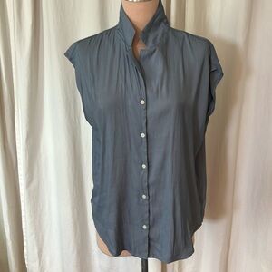 Tahari Steel Blue Sleeveless Blouse NWT